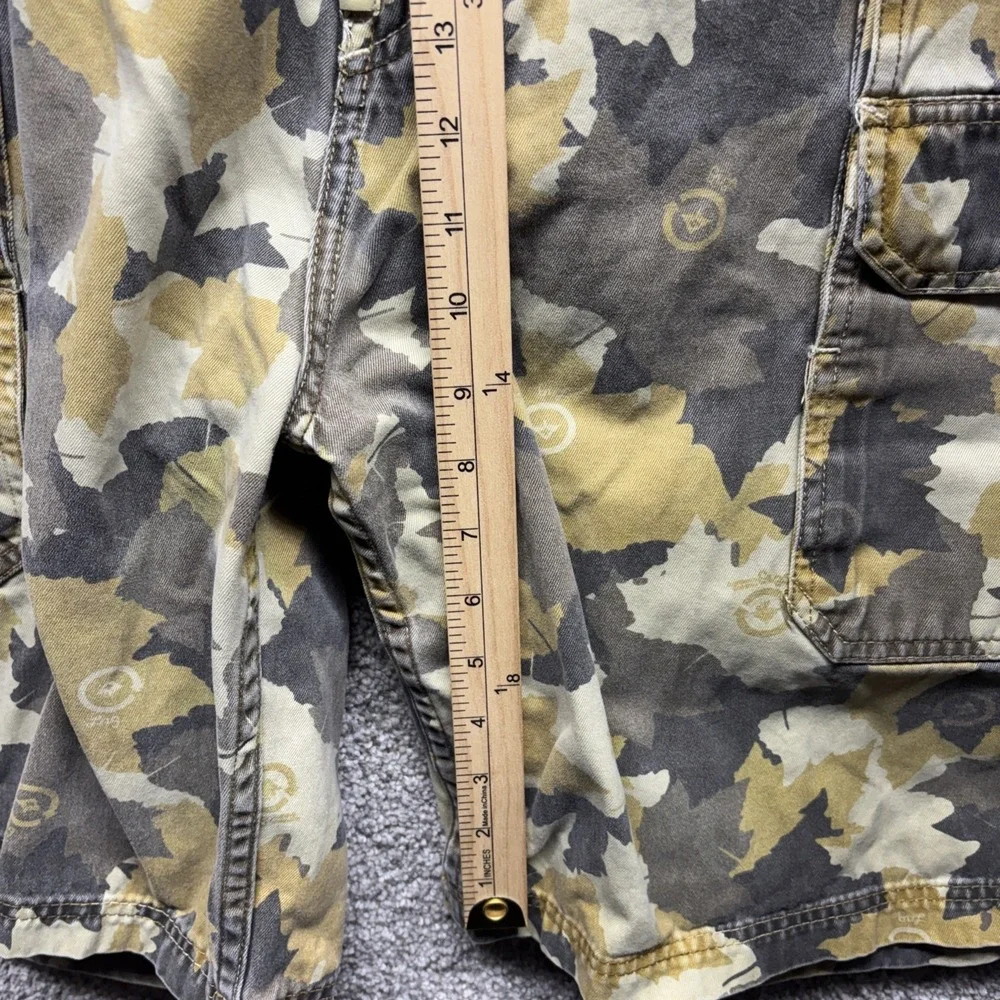 VINTAGE Lifted Research Group Camo Cargo Shorts 44 Yellow Baggy Hip Hop LRG Y2K